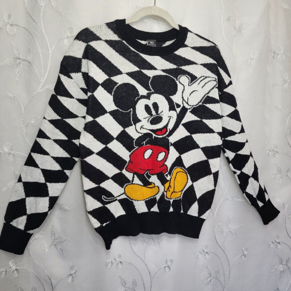 Disney's Mickey Mouse B&W Checkered Sweater. - Picture 2 of 5